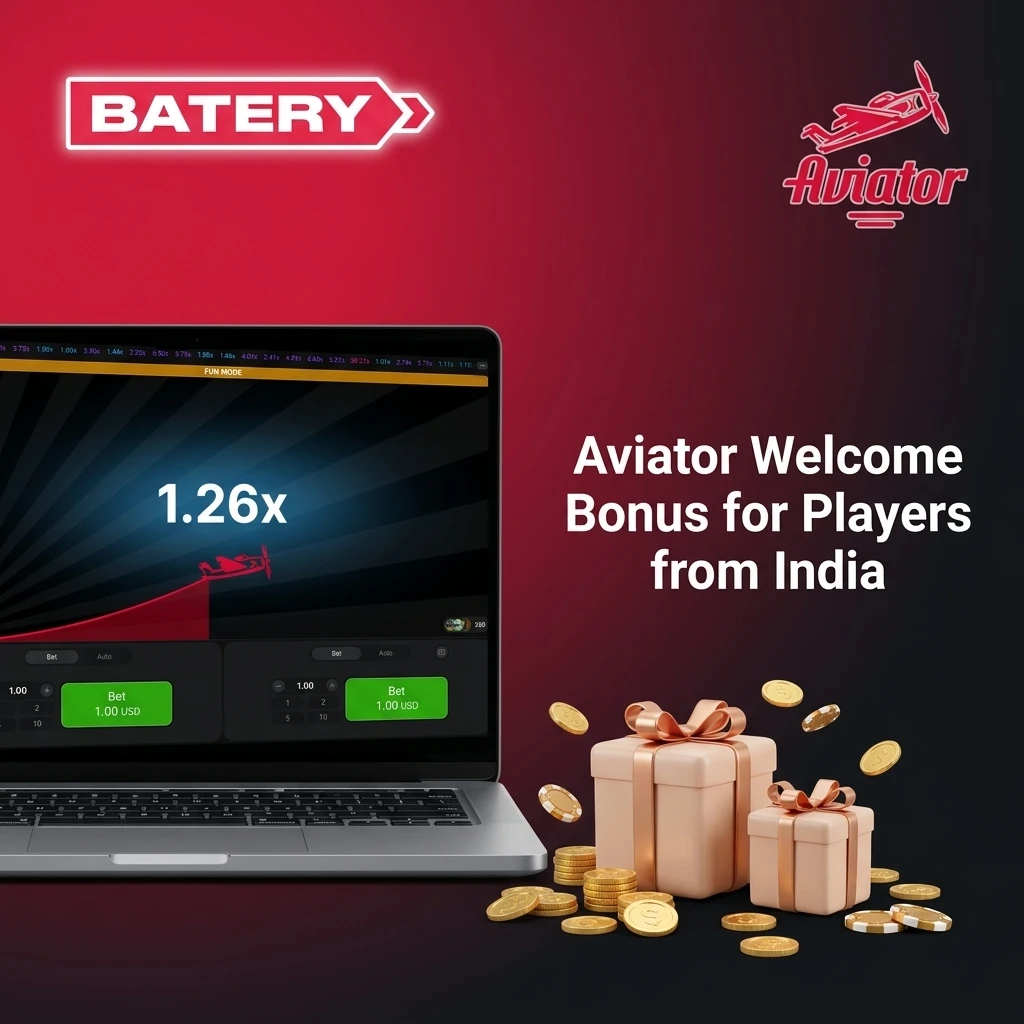 Batery Aviator welcome bonus for Indian players offering 100% match up to ₹30,000 on first deposit
