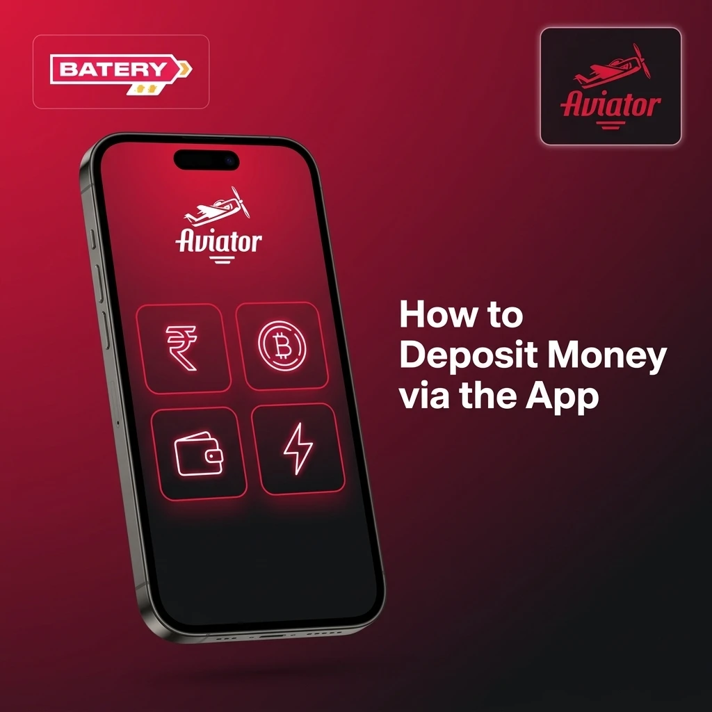 Batery app deposit screen showing UPI and PayTM payment options for funding your Aviator gaming account